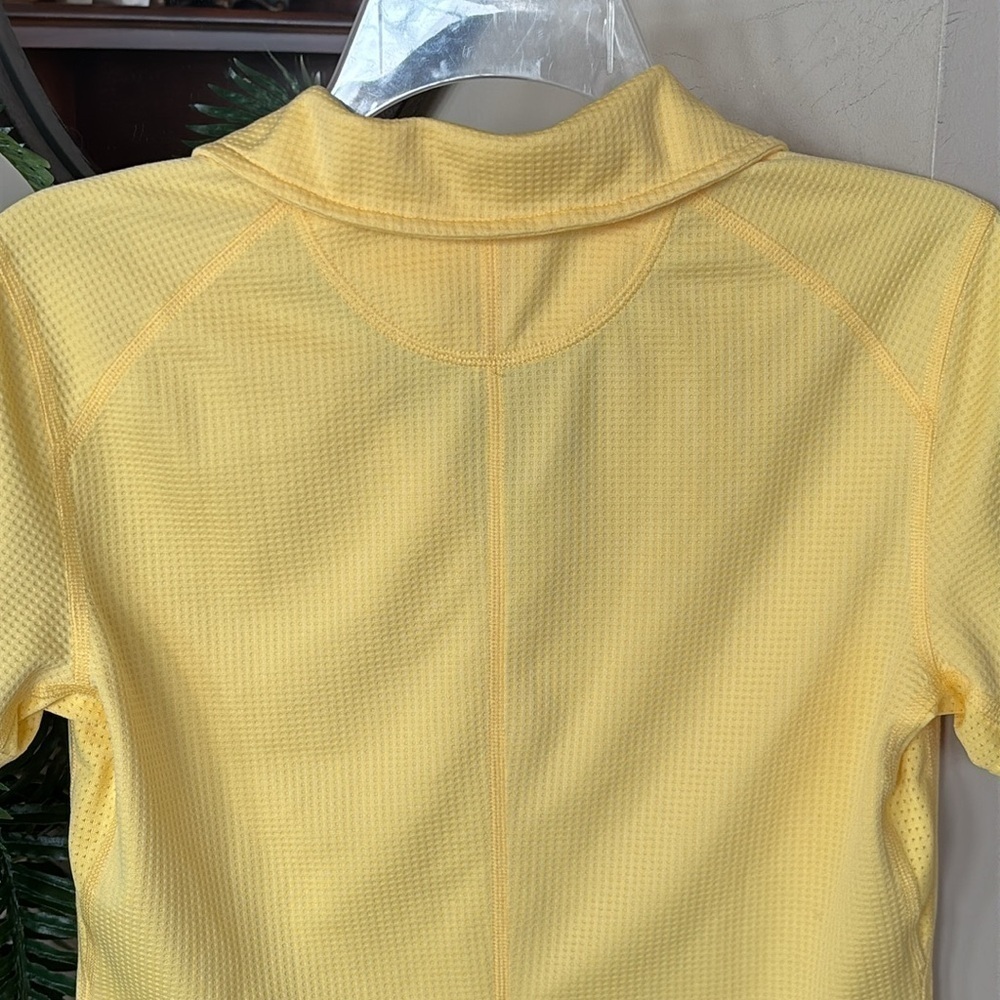 The North Face Vapor Wick Yellow Quarter Zip Short Sleeved Polo Top Golf Shirt - Picture 10 of 14